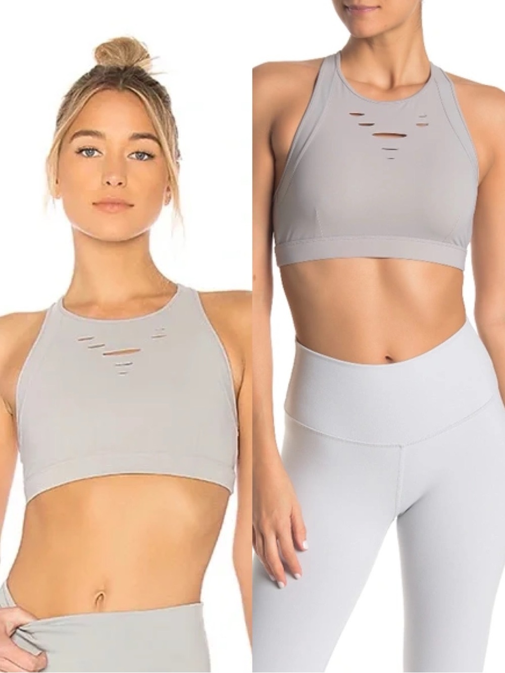 Alo Ripped Gray Warrior Sports Bra Size L
